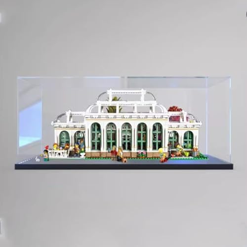 Acryl-Displaybox für Lego 21353 Pflanzengarten-Modell, transparent, staubdicht, kompatibel mit Lego 21353 Bauset (Modell nicht im Lieferumfang enthalten) (schwarze Basis 3 mm) von HAIWENFEIQI