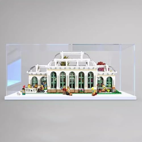 Acryl-Displaybox für Lego 21353 Pflanzengarten-Modell, transparent, staubdicht, kompatibel mit Lego 21353 Bauset (Modell nicht im Lieferumfang enthalten) (weißer Sockel 3 mm) von HAIWENFEIQI