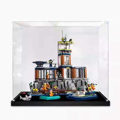 Acryl-Displaybox für Lego 60419 Gefängnisinsel-Modell, transparente staubdichte Displaybox, Aufbewahrungsbox, kompatibel mit Lego 60419 (Modell nicht im Lieferumfang enthalten) (2 mm) von HAIWENFEIQI