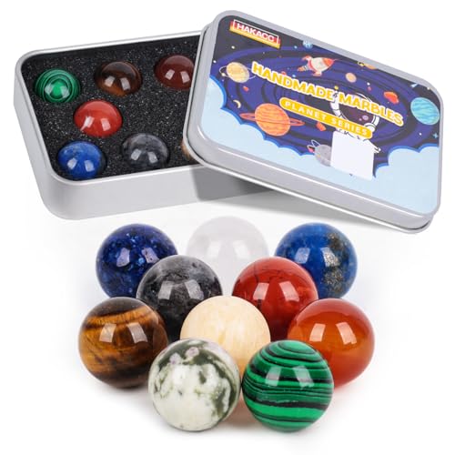 HAKACC 10 Stück Murmeln für Kinder, 16mm Bunte Murmeln Kristall Kugel Murmeln Deko Spielzeug von HAKACC