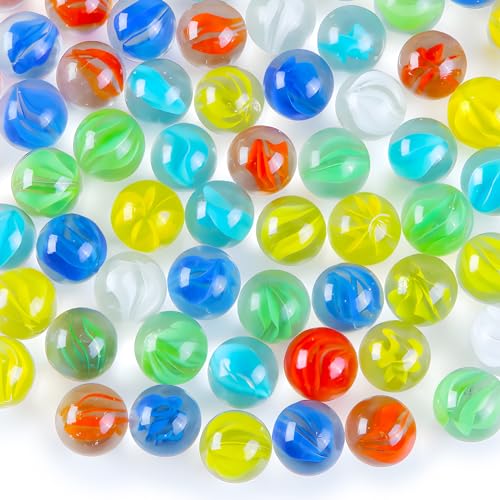 HAKACC 105 Stück Glasmurmeln, 14mm Kleine Glasmurmeln Bunt Glasmurmeln Deko Murmeln für Murmelspiel Kinder Haus Dekoration von HAKACC