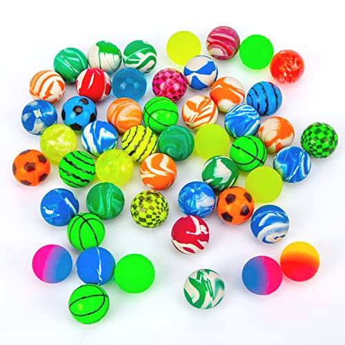 HAKACC Flummis, 50 Stück 25mm Flummies für Kinder Mitgebsel Kindergeburtstag Gastgeschenke Springball Gummiball Hüpfball Wurfmaterial Karneval Mitbringsel Party von HAKACC