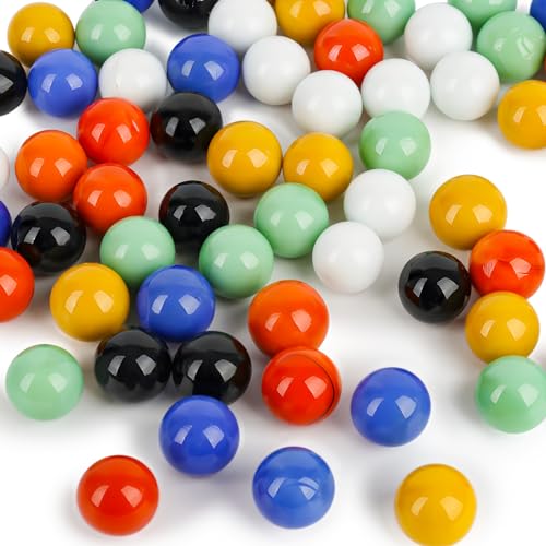 HAKACC 90 Stück Glasmurmeln, 1,6cm Farbige Feste Murmeln Murmeln Kugeln Spielzeug für Chinese Checkers Marmorlauf Murmelspiel (6 Farben) von HAKACC