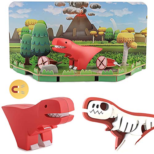 HALFTOYS Dinosaurier Toys 3D Puzzle mit Magneten und Papierdioramen, T-Rex Dinosaurier Jigsaw Bausteine Take Apart Spielzeug für Kinder 3 Jahre von HALFTOYS