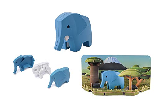 HALFTOYS HA004 Sammelfiguren Magnetische Tiere, Spielsets, 3D-Puzzleblöcke, STEM pädagogisches Spielzeug zum Auseinandernehmen, Geschenk für Kleinkinder und Kinder ab 3 Jahren (Elefant) von HALFTOYS