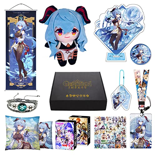 Genshin Impact Box Geschenkbox Merch Set mit 11 Geschenk, Wanderer Cyno Xiao All 5 Stars Characters Plush Poster Acrylic Stand Aufkleber Set, Sammlung für Traveller Fans (Ganyu) von HALOOP