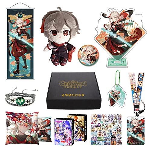 Genshin Impact Box Geschenkbox Merch Set mit 11 Geschenk, Wanderer Cyno Xiao All 5 Stars Characters Plush Poster Acrylic Stand Aufkleber Set, Sammlung für Traveller Fans (Kazuha) von HALOOP