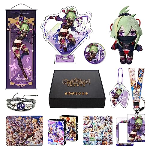 Genshin Impact Box Geschenkbox Merch Set mit 11 Geschenk, Wanderer Cyno Xiao All 5 Stars Characters Plush Poster Acrylic Stand Aufkleber Set, Sammlung für Traveller Fans (Kuki Shinobu) von HALOOP