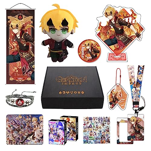 Genshin Impact Box Geschenkbox Merch Set mit 11 Geschenk, Wanderer Cyno Xiao All 5 Stars Characters Plush Poster Acrylic Stand Aufkleber Set, Sammlung für Traveller Fans (Thoma) von HALOOP