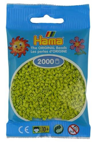 HAMA - 501-104 – Mini-Beutel mit 2000 Perlen, Zitronengrün von HAMA