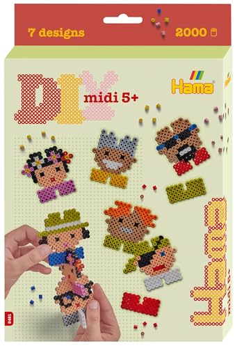 Hama Perlen 3451 Bügelperlen Pixel8, Geschenkpackung mit ca. 2.000 Midi-Perlen, einer quadratischen Stiftplatte zum Zusammenstecken, Motivvorlage, Bügelpapier, für Kinder ab 5 Jahren von Hama