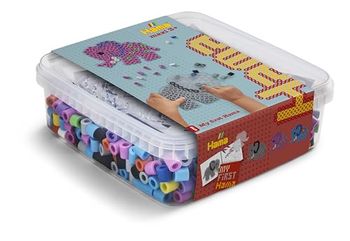 Hama Perlen 8753 Bügelperlen Box mit ca. 600 Maxi-Perlen, die Stiftplatte kleiner Elefant, Bügelpapier, für Kinder ab 3 Jahren von Hama