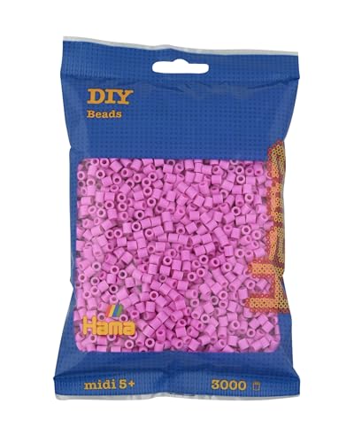 Hama Perlen 201-48 - Bügelperlen Beutel mit ca. 3000 Midi Bastelperlen mit Durchmesser 5 mm in Pastellpink, kreativer Bastelspaß für Groß und Klein von HAMA