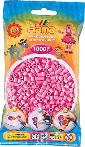 Hama Perlen 207-48 Bügelperlen Beutel mit ca. 1.000 Midi Bastelperlen mit Durchmesser 5 mm in Pastell Pink, kreativer Bastelspaß für Groß und Klein von Hama