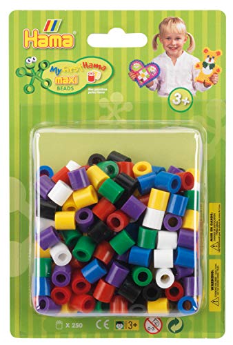 Hama Perlen 8520 Bügelperlen Packung mit ca. 250 bunten Maxi Bastelperlen mit Durchmesser 10 mm im Volltonmix 1, kreativer Bastelspaß für Groß und Klein von HAMA