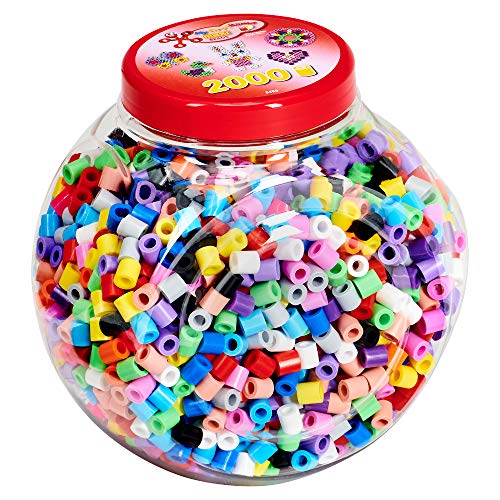 Hama Perlen 8588 Bügelperlen Dose mit ca. 2.000 bunten Maxi Bastelperlen mit Durchmesser 10 mm im Farben Mix, kreativer Bastelspaß für Groß und Klein von Hama