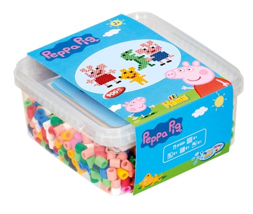 Hama Perlen 8750 Set Peppa Wutz mit ca. 900 bunten Maxi Bügelperlen mit Durchmesser 10 mm, Motivvorlage und Stiftplatte, inkl. Bügelpapier, kreativer Bastelspaß für Groß und Klein von HAMA