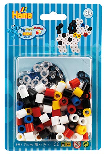 Hama Perlen 8981 Kleines Set Hund mit ca. 100 bunten Maxi Bügelperlen mit Durchmesser 10 mm, Stiftplatte, inkl. Bügelpapier, kreativer Bastelspaß für Groß und Klein von Hama