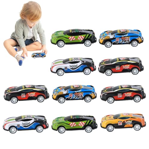 HAMIL Zurückziehen Rennwagen Bulk - 10 Stück Rennwagen-Spielzeug, tragbares Rückziehauto, Kinder-Partygeschenke,Kreativer und geschmeidiger Rennwagen zum Zurückziehen für Weihnachten und Geburtstag von HAMIL