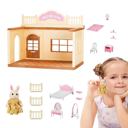 Puppenhaus für Kleinkinder, Puppenhaus für Kinder | Puppenhaus-Spielset Tiny House,Kleinkindspielzeug, Miniatur-Puppenhaus, Bausatz, vorgeben, Spielen, Lernspielzeug mit Möbeln von HAMIL