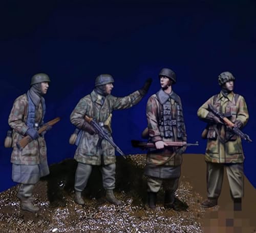 HAMISBEL 1/35 WWII Deutscher Soldat Resin Modellbausatz Unbemalt und unmontiert Soldat Resin Modellbausatz (4 Männer) // k9U-3y7 von HAMISBEL