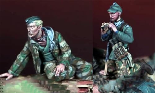 HAMISBEL 1/35 WWII German Tank Soldier Resin Model Kit Unbemalt und unmontiert Soldier Resin Model Kit (2 Figuren, Keine Panzer) // k9U-7y3 von HAMISBEL