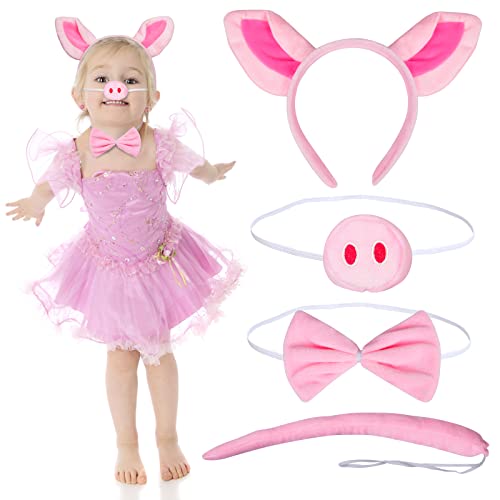 HAMOOM Schwein Kostüm Kinder Schweinekostüm Schweine Kostüm Cosplay mit Rosa Schweineohr Schwanz Nase Fliege Faschingskostüme für Jungen Mädchen Kindergeburtstag Karneval Fasching Party von HAMOOM