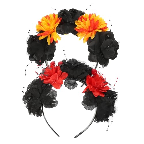 HAMPPLIES 2 Stück Halloween Haarband Damen Stoff Blüten Stirnband mit Künstlicher Stilvoller Haarschmuck für Party Kostüm Geeignet für Frauen Hausfrauen Studenten HAMPPLIES 2 Stück Halloween Haarband Damen Stoff Blüten Stirnband mit Künstlicher Stilvoller Haarschmuck für Party Kostüm Geeignet für Frauen Hausfrauen Studenten von HAMPPLIES