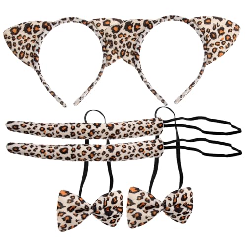 HAMPPLIES 6 Stück Teiliges Katzenohren Kostüm mit Stirnband und Schleife Leopardenmuster Hautfreundlich und Bequem für Karneval Halloween Mottoparty und Cosplay für Mädchen und Frauen HAMPPLIES 6 Stück Teiliges Katzenohren Kostüm mit Stirnband und Schleife Leopardenmuster Hautfreundlich und Bequem für Karneval Halloween Mottoparty und Cosplay für Mädchen und Frauen von HAMPPLIES