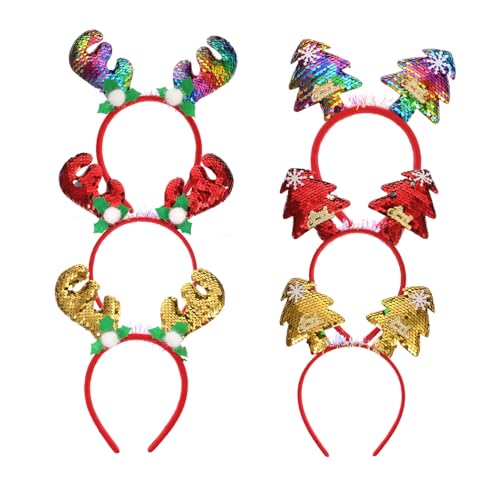 HAMPPLIES 6 Stück Teiliges Weihnachts Haarschmuck mit Pailletten Rentiergeweih und Weihnachtsbaum Haarreifen für Party Kostüm Foto Requisiten Festliche Kopfbedeckung Erwachsene HAMPPLIES 6 Stück Teiliges Weihnachts Haarschmuck mit Pailletten Rentiergeweih und Weihnachtsbaum Haarreifen für Party Kostüm Foto Requisiten Festliche Kopfbedeckung Erwachsene von HAMPPLIES
