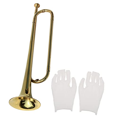 HAMPPLIES Band Trompete Blasinstrument Blechblasinstrument Anlehnhilfe für Musikspielzeug Instrumentenschmuck Musikalisches Blasinstrument Kinderspielzeug Metall Golden von HAMPPLIES