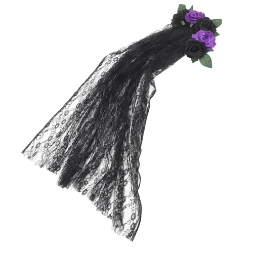 HAMPPLIES Halloween Haarreif mit Rosen und Langem Spitzenveil Day Of The Dead Haarband für Damen Wiederverwendbares Halloween Kostüm Accessoire Feine Verarbeitung Leicht zu Verstauen HAMPPLIES Halloween Haarreif mit Rosen und Langem Spitzenveil Day Of The Dead Haarband für Damen Wiederverwendbares Halloween Kostüm Accessoire Feine Verarbeitung Leicht zu Verstauen von HAMPPLIES