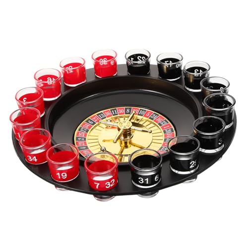 HANABASS 1 Satz Weindrehteller erschossenes Trinkspiel Party Roulette Trinken Die drinkspiel unterhaltungsspiele Plattenspieler lustiges Rouletterad Schnapsgläser Roulette-Requisite Plastik von HANABASS