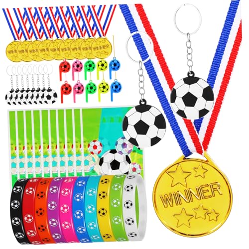 HANABASS 1 Set Fußball Partygeschenke Fußball Partygeschenke Fußball Anhänger Fußball Schlüsselanhänger Fußball Pfeifen Fußball Geschenke Sportmedaille Fußball Party Taschenfüller von HANABASS