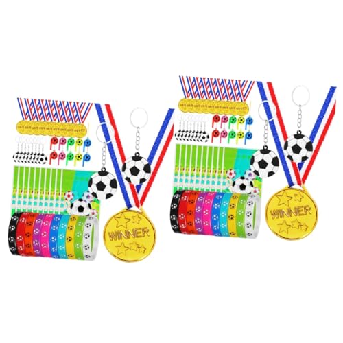 HANABASS 2 Sets Fußball Partygeschenke Fußball Armbänder Fußball Gastgeschenke Fußball Motto Partydekorationen Fußballpfeifen Sport Schlüsselanhänger Gastgeschenke Fußball von HANABASS