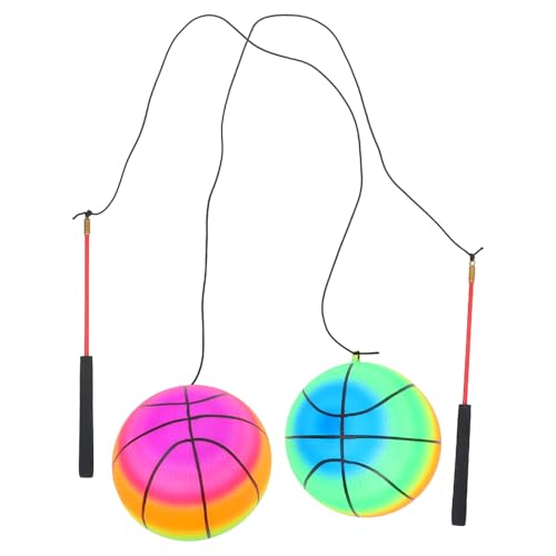 HANABASS 2-Teiliger Gymnastikball Regenbogen-Fitnessball Mit Stange Outdoor-Tetherball Stretcharm Und Reliefball Gewichtetes Kabelloses Springseil Für Erwachsene Und Kinder von HANABASS