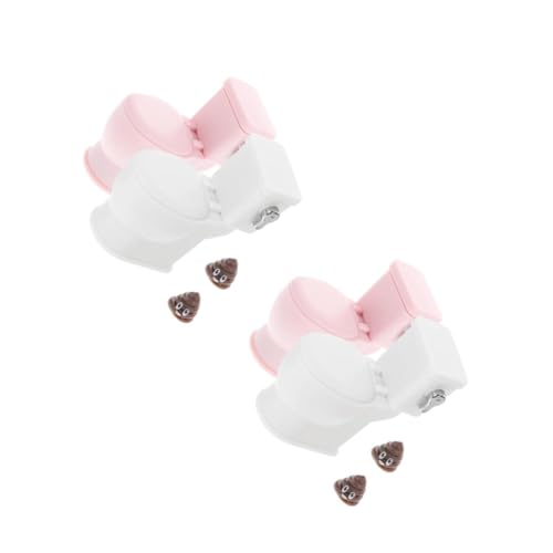 HANABASS 4 Stck. Puppenhaus Mini Toilette mit Realistischem Spülsound Miniatur Badezimmermöbel in Rosa und Weiß Detailgetreues Puppenhaus Zubehör für Interaktives Spiel HANABASS 4 Stck. Puppenhaus Mini Toilette mit Realistischem Spülsound Miniatur Badezimmermöbel in Rosa und Weiß Detailgetreues Puppenhaus Zubehör für Interaktives Spiel von HANABASS