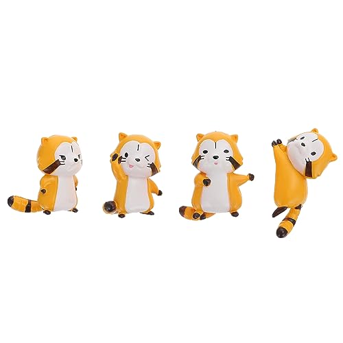 HANABASS 4 Stück Kleine Waschbärverzierung Waschbärfiguren Waschbär Dekorationsspielzeug Mini-tierfiguren Kuchen Topper Waschbär-dekor Waschbär-statuen Kuchenornament Kuchendekoration Pvc von HANABASS