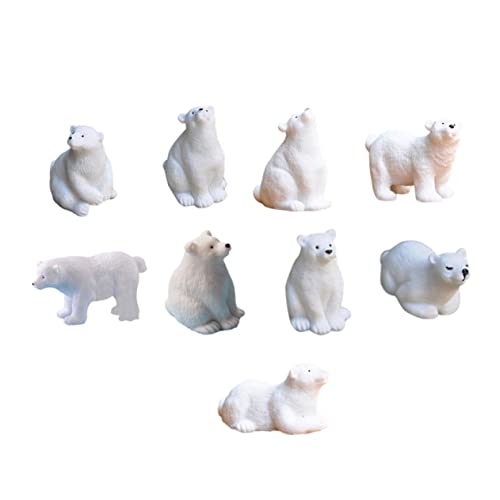 HANABASS 9St Eisbär-Puppenpendel Spielzeug für kinder kinderspielzeug toys Miniatur-arktisches Tier Mini-Tierschmuck Mikro-Landschaftsornamente Desktop-Ornamente für zu Hause Harz Weiß von HANABASS