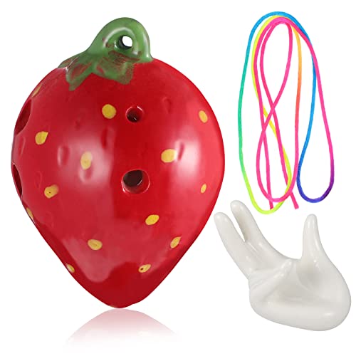 HANABASS Erdbeer Ocarina für Halteband und Notenhalter Kinderfreundliches Lerninstrument Leicht Spielbares Blasinstrument für Anfänger und Musikalische Früherziehung HANABASS Erdbeer Ocarina für Halteband und Notenhalter Kinderfreundliches Lerninstrument Leicht Spielbares Blasinstrument für Anfänger und Musikalische Früherziehung von HANABASS