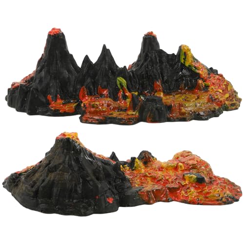 HANABASS Mini-Vulkan-Spielzeug 2 Stück Vulkan-Aquarium-Ornament Vulkanausbruch-Modell Simulation Vulkanfigur Vulkan-Spielset Für Aquarium Zen-Garten von HANABASS