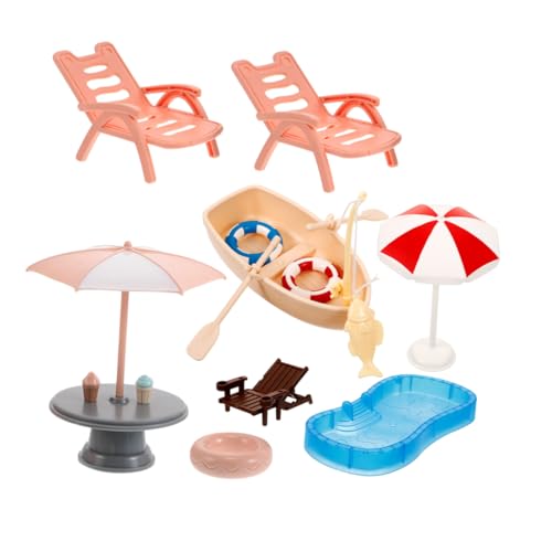 HANABASS Puppenhaus Miniatur Schwimmbad Zubehör mit Schwimmring Liegestuhl und Boot Langlebiges Kunststoff für DIY Mikro Landschaft Geeignet für Puppenhäuser und Feengärten HANABASS Puppenhaus Miniatur Schwimmbad Zubehör mit Schwimmring Liegestuhl und Boot Langlebiges Kunststoff für DIY Mikro Landschaft Geeignet für Puppenhäuser und Feengärten von HANABASS