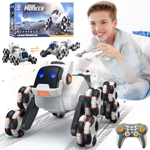 HANDSONIC 8WD Ferngesteuertes Auto ab 4 5 6 8-12 Jahre 2,4G RC Auto 360°Drehung Stunt Mechanischer Spielzeug Hund mit Sprühnebel-LED-Leuchten Jungen Mädchen Weihnachten Geburtstags Geschenke Kinder von HANDSONIC