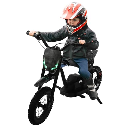 12'' Elektro Motorrad Kinder 150W Mini-Elektro-Dirtbike mit Dual-Speed-Modus Kinder-Motorrad ab 6 Jahren (Schwarz) von HANGKAI