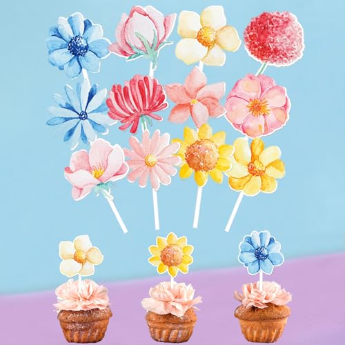 36 Stück Prinzessinnen Tortendeko für Mädchen, Tortendeko Blumen Picks Cupcake Topper Kuchen Cupcake Deko Muffin Deko für Hochzeit,Geburtstag,Party Kuchendekoration von HANIUTTY