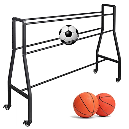 HAODUOO Ball-Aufbewahrungsregal, Trainingsständer, Basketball-Fußball-Volleyball-Organizer-Halter, for 12 Bälle Nr. 5, Aufbewahrung von Sportgeräten mit Rollen von HAODUOO