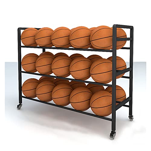 HAODUOO Beweglicher Sportbälle-Aufbewahrungswagen in H-Form, kommerzielles 3/4-lagiges Basketball-Organizer-Rack aufrecht, for Garage/Spielplatz/Keller, mit Universalrad(117x40x90cm) von HAODUOO