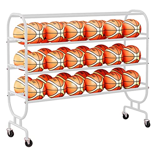 HAODUOO Garagen-Ball-Aufbewahrungsregal, Basketball-Organizer-Ausrüstung for Schulspielplatz, Kindergarten, 4-stufiger Sportballwagen mit Rädern(White) von HAODUOO