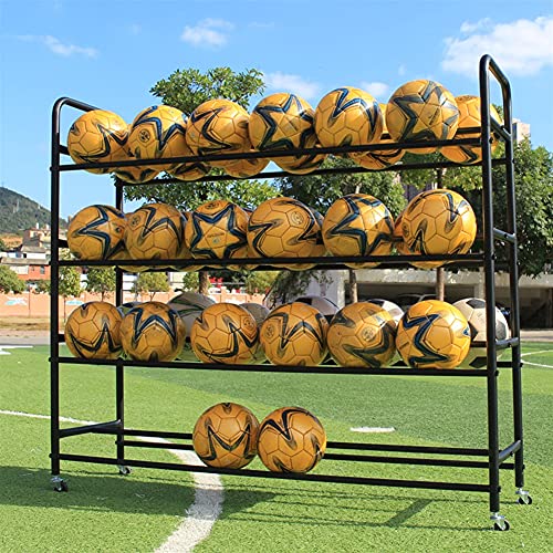 HAODUOO Tragbarer Sportballwagen for 48 Basketball-Fußball, Ballaufbewahrungsregal, Garagen-Organizer mit feststellbaren Rädern, stabiles Eisen(Black) von HAODUOO