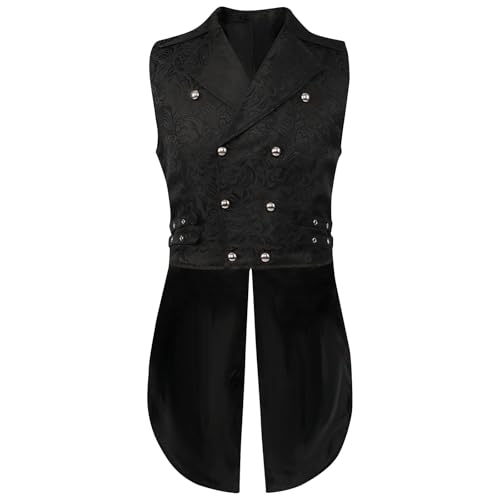 Herren Gothic Longweste Weste Kleidung Mittelalterlicher Palast Gerichts Retro Schwanz Slim Steampunk Kostüm, Sale Clearance Jacke Top Gothic Mantel, Günstig Cosplay Halloween Kostüm von HAOLEI